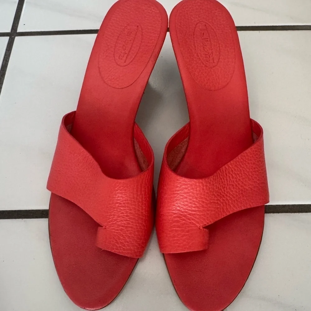 Talbots Red Platform Sandals with Wedge Heel